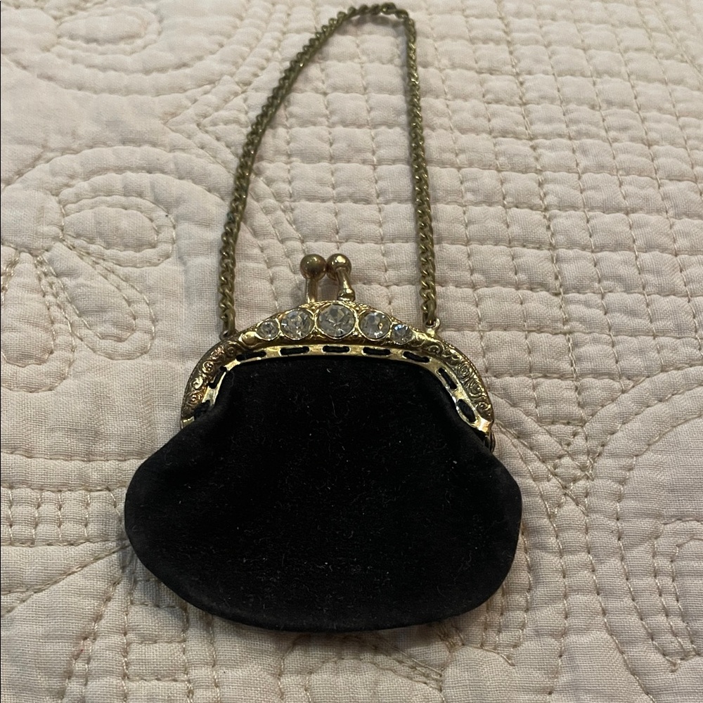 Elegant Black Evening Bag with Gold Accents